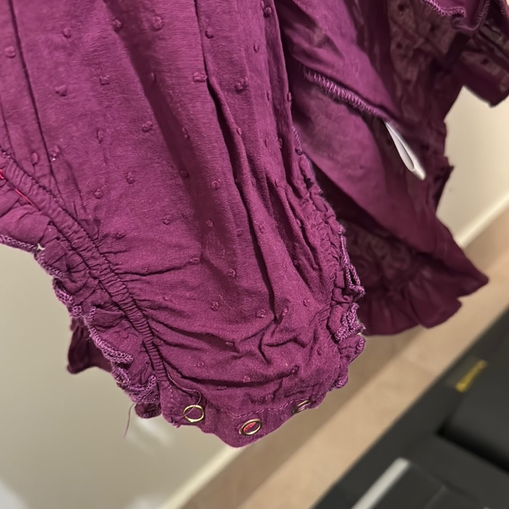 Purple Flutter Sleeve Ruffled Blouse - Picture 5 of 5